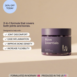 Violet supplement bottke with move essentials written on it